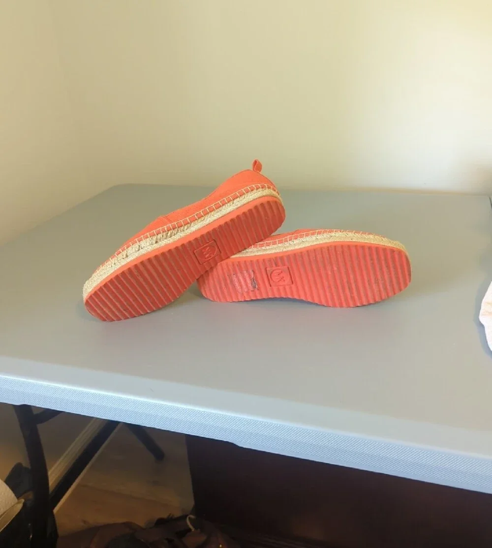 Michael Kors Lenny  Orange Canvas Espadrille Slip-Ons